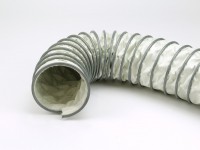 Industrial flexible spiral hoses made of glass fabric, resistant to temperature up to +400°C